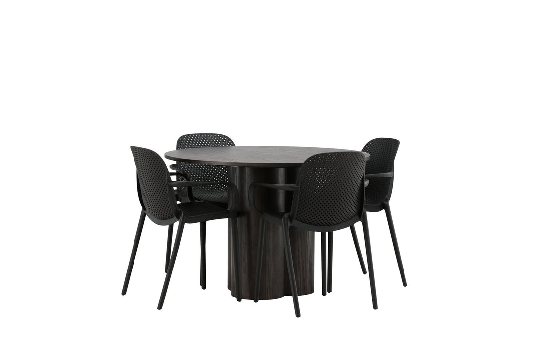 Venture Home OliviaDiningTable-Mocca/MoccaVeneer+BaltimoreDiningChair-Black/BlackPlastic_4
