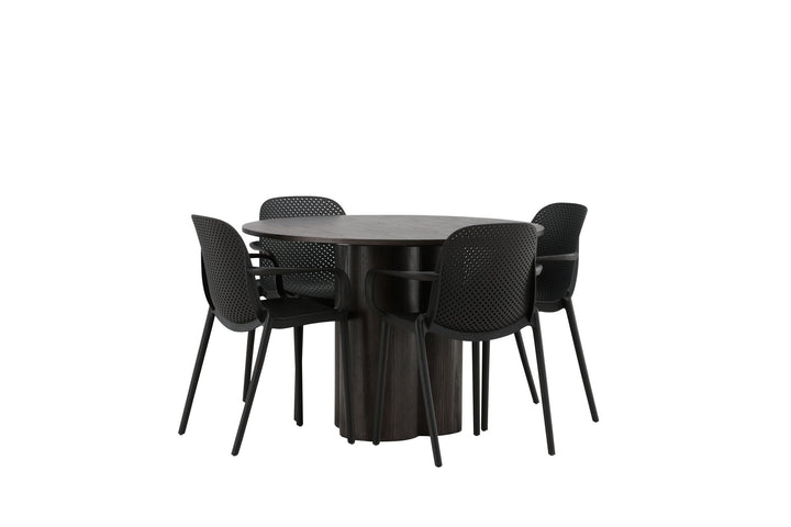 Venture Home OliviaDiningTable-Mocca/MoccaVeneer+BaltimoreDiningChair-Black/BlackPlastic_4