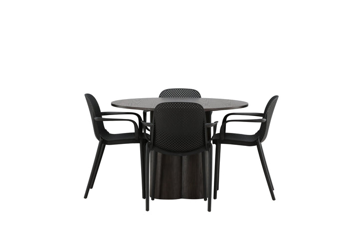 Venture Home OliviaDiningTable-Mocca/MoccaVeneer+BaltimoreDiningChair-Black/BlackPlastic_4