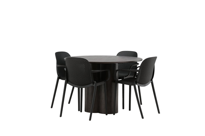 Venture Home OliviaDiningTable-Mocca/MoccaVeneer+BaltimoreDiningChair-Black/BlackPlastic_4
