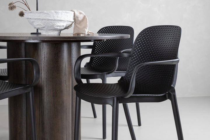Venture Home OliviaDiningTable-Mocca/MoccaVeneer+BaltimoreDiningChair-Black/BlackPlastic_4