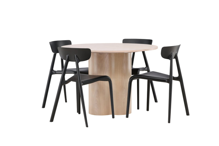 Venture Home OliviaDiningTable-WhiteWashVeneer+UrsholmenDiningChair-BlackPolypropylene_4