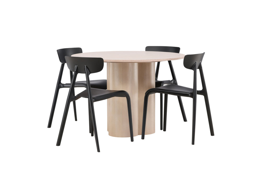 Venture Home OliviaDiningTable-WhiteWashVeneer+UrsholmenDiningChair-BlackPolypropylene_4