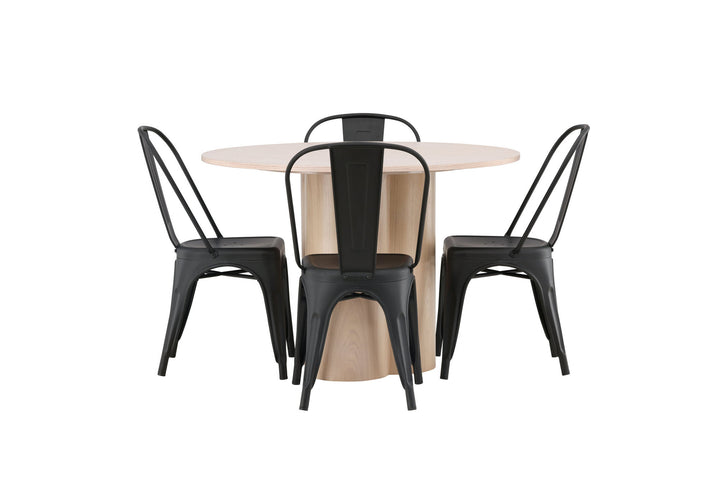 Venture Home OliviaDiningTable-WhiteWashVeneer+TempeDiningChair-Matteblack/Metal_4