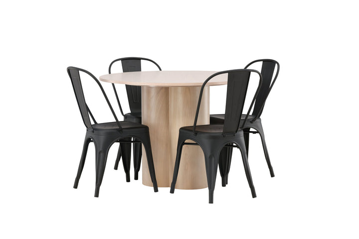 Venture Home OliviaDiningTable-WhiteWashVeneer+TempeDiningChair-Matteblack/Metal_4