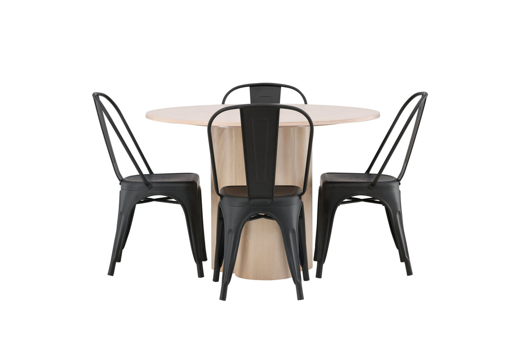 Venture Home OliviaDiningTable-WhiteWashVeneer+TempeDiningChair-Matteblack/Metal_4