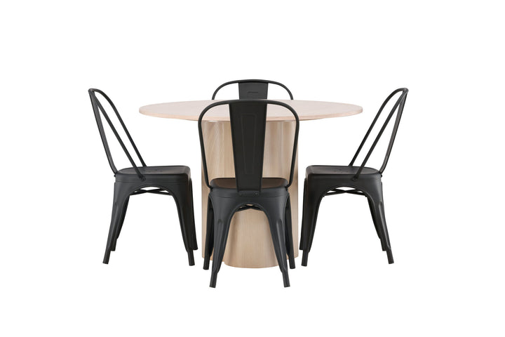 Venture Home OliviaDiningTable-WhiteWashVeneer+TempeDiningChair-Matteblack/Metal_4