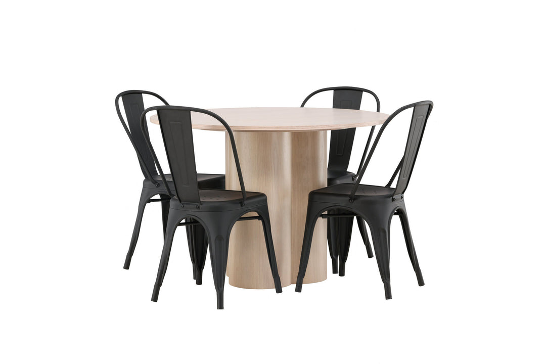 Venture Home OliviaDiningTable-WhiteWashVeneer+TempeDiningChair-Matteblack/Metal_4