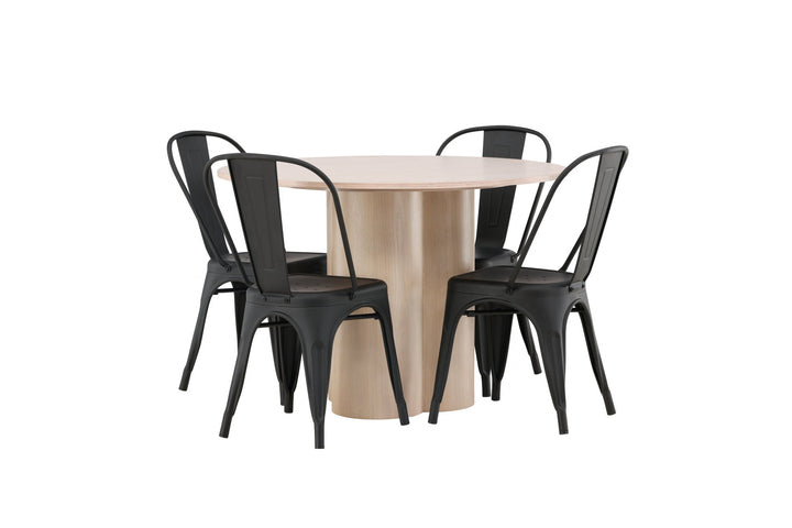 Venture Home OliviaDiningTable-WhiteWashVeneer+TempeDiningChair-Matteblack/Metal_4