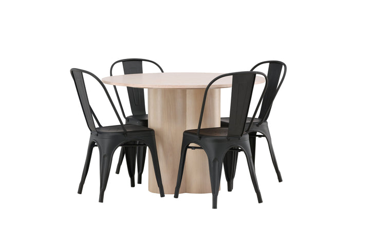 Venture Home OliviaDiningTable-WhiteWashVeneer+TempeDiningChair-Matteblack/Metal_4