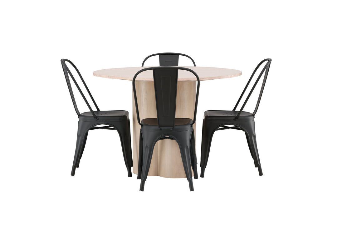 Venture Home OliviaDiningTable-WhiteWashVeneer+TempeDiningChair-Matteblack/Metal_4