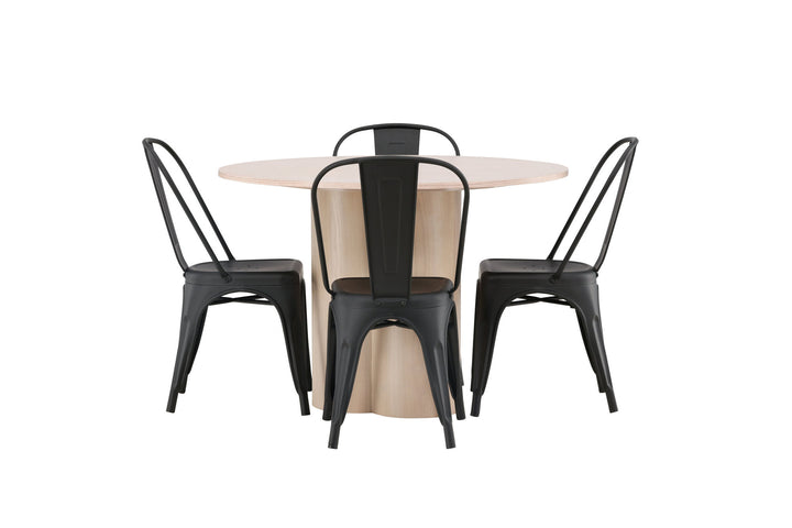 Venture Home OliviaDiningTable-WhiteWashVeneer+TempeDiningChair-Matteblack/Metal_4