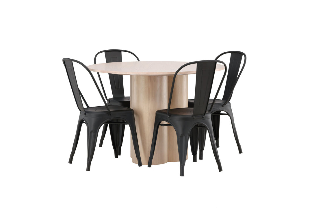 Venture Home OliviaDiningTable-WhiteWashVeneer+TempeDiningChair-Matteblack/Metal_4