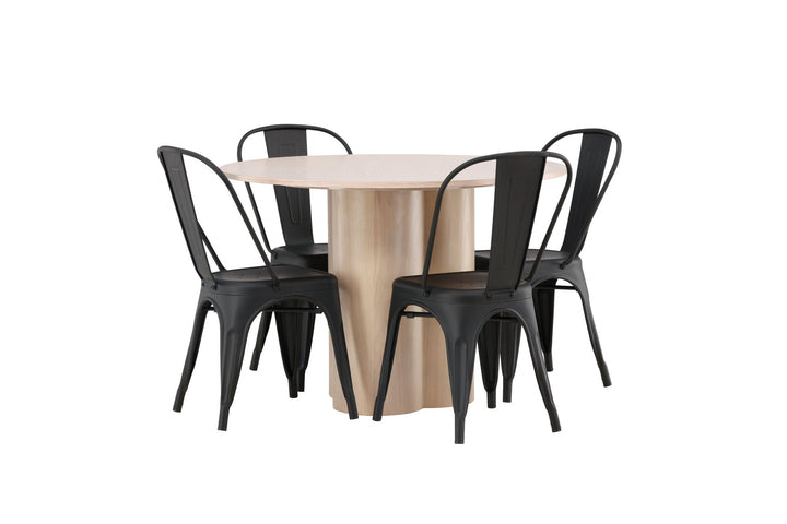 Venture Home OliviaDiningTable-WhiteWashVeneer+TempeDiningChair-Matteblack/Metal_4
