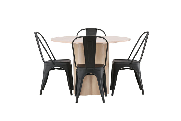Venture Home OliviaDiningTable-WhiteWashVeneer+TempeDiningChair-Matteblack/Metal_4
