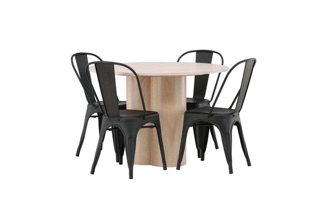 Venture Home OliviaDiningTable-WhiteWashVeneer+TempeDiningChair-Matteblack/Metal_4