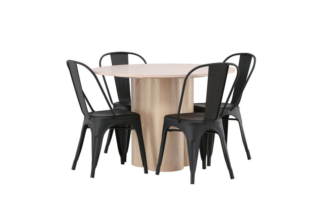 Venture Home OliviaDiningTable-WhiteWashVeneer+TempeDiningChair-Matteblack/Metal_4