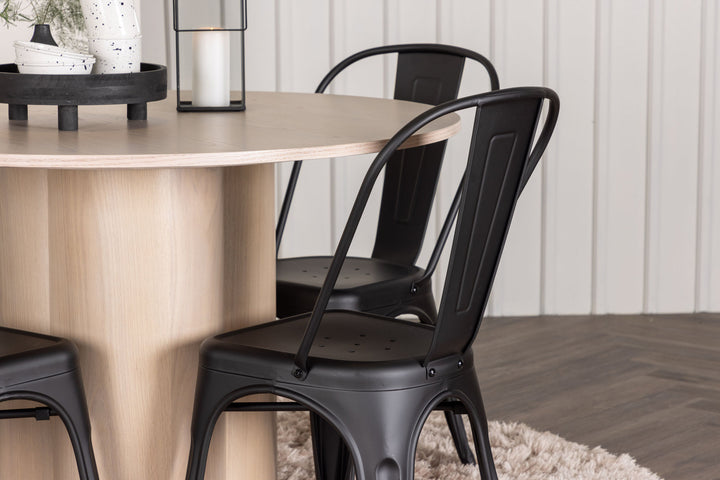 Venture Home OliviaDiningTable-WhiteWashVeneer+TempeDiningChair-Matteblack/Metal_4