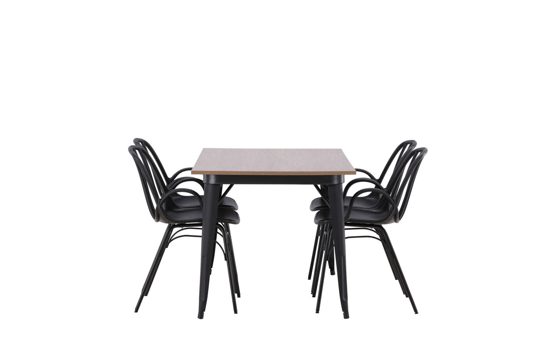 Venture Home Tempe Dining Table - Black / Walnut MDF +Dyrön Dining Chair - Black Polypropylene _4
