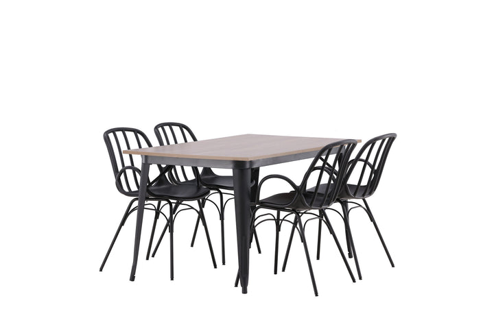 Venture Home Tempe Dining Table - Black / Walnut MDF +Dyrön Dining Chair - Black Polypropylene _4