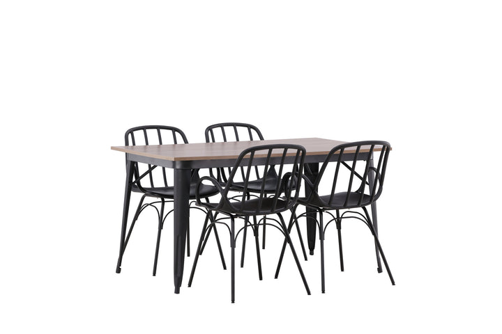 Venture Home Tempe Dining Table - Black / Walnut MDF +Dyrön Dining Chair - Black Polypropylene _4
