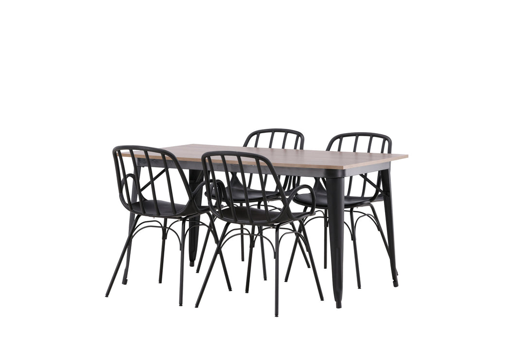 Venture Home Tempe Dining Table - Black / Walnut MDF +Dyrön Dining Chair - Black Polypropylene _4