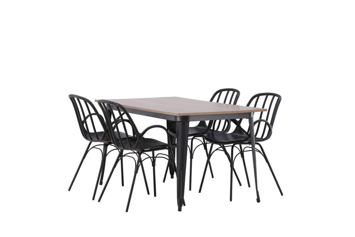 Venture Home Tempe Dining Table - Black / Walnut MDF +Dyrön Dining Chair - Black Polypropylene _4