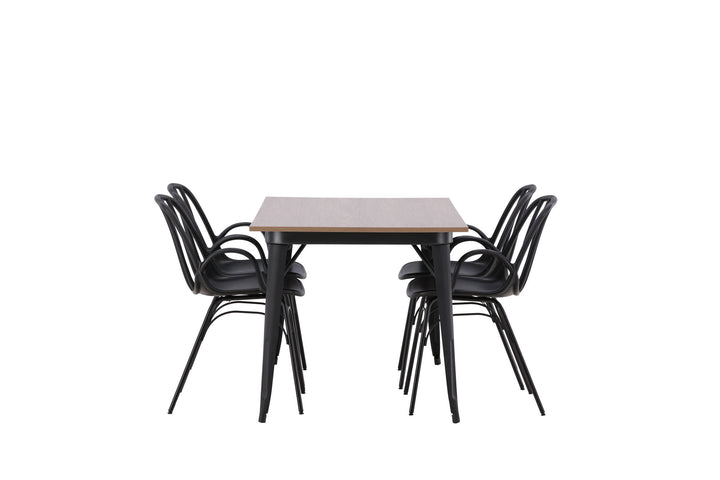 Venture Home Tempe Dining Table - Black / Walnut MDF +Dyrön Dining Chair - Black Polypropylene _4