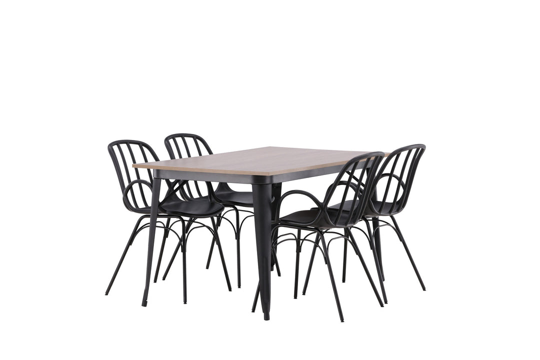 Venture Home Tempe Dining Table - Black / Walnut MDF +Dyrön Dining Chair - Black Polypropylene _4