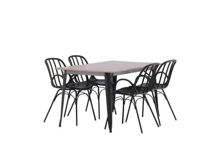 Venture Home Tempe Dining Table - Black / Walnut MDF +Dyrön Dining Chair - Black Polypropylene _4