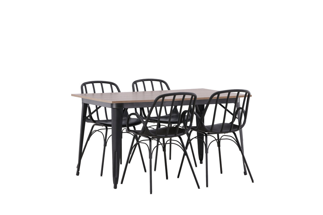 Venture Home Tempe Dining Table - Black / Walnut MDF +Dyrön Dining Chair - Black Polypropylene _4