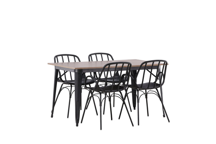 Venture Home Tempe Dining Table - Black / Walnut MDF +Dyrön Dining Chair - Black Polypropylene _4