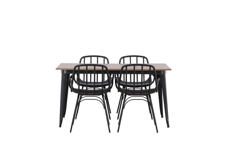 Venture Home Tempe Dining Table - Black / Walnut MDF +Dyrön Dining Chair - Black Polypropylene _4