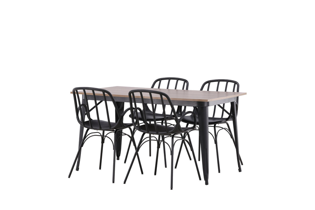 Venture Home Tempe Dining Table - Black / Walnut MDF +Dyrön Dining Chair - Black Polypropylene _4