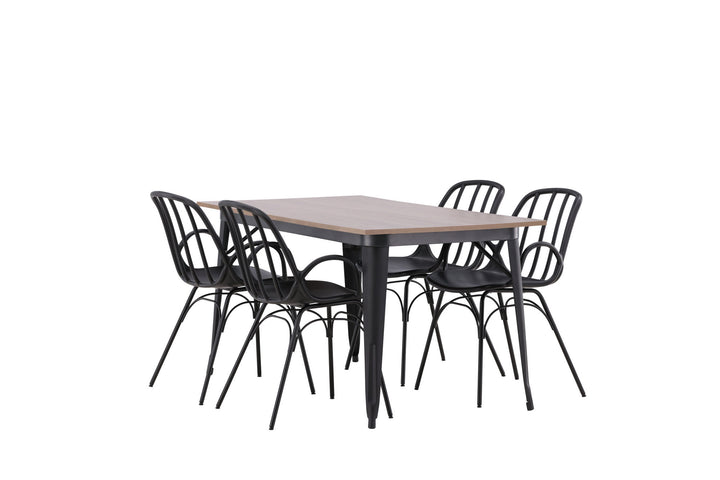 Venture Home Tempe Dining Table - Black / Walnut MDF +Dyrön Dining Chair - Black Polypropylene _4