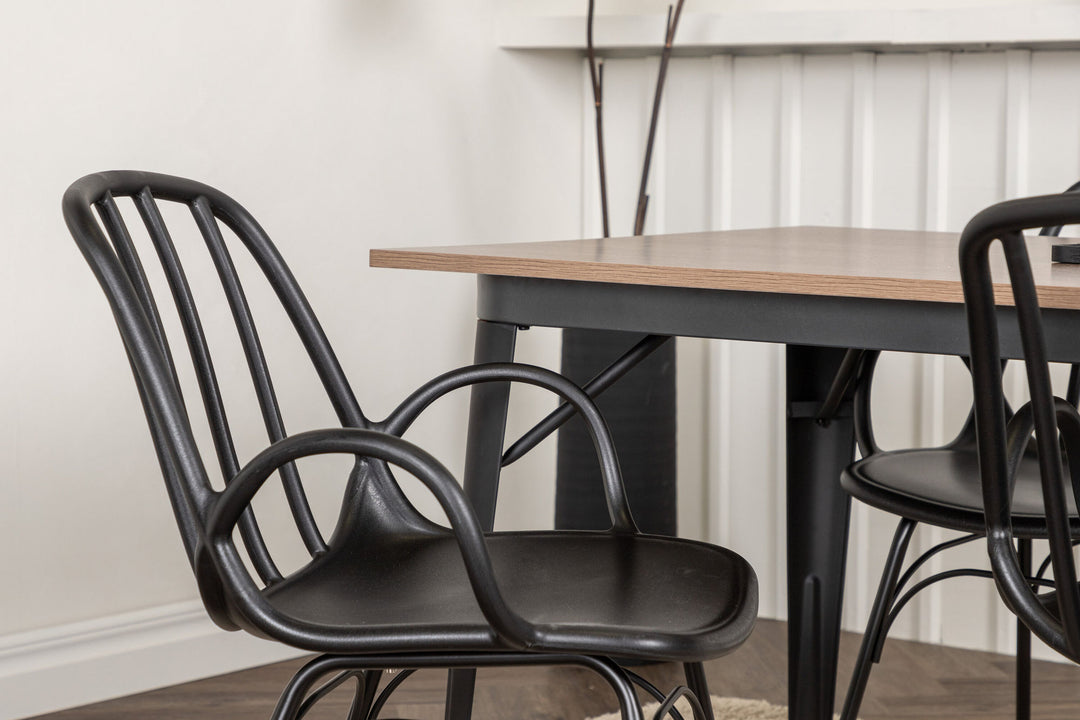 Venture Home Tempe Dining Table - Black / Walnut MDF +Dyrön Dining Chair - Black Polypropylene _4