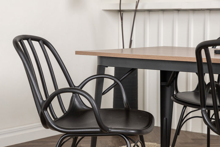Venture Home Tempe Dining Table - Black / Walnut MDF +Dyrön Dining Chair - Black Polypropylene _4