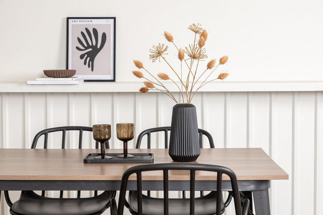 Venture Home Tempe Dining Table - Black / Walnut MDF +Dyrön Dining Chair - Black Polypropylene _4