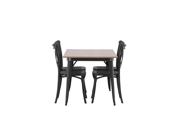 Venture Home Tempe Dining Table - Black / Walnut MDF +Crosett Dining Chair - Matte Black / Matte Black Plastic _4