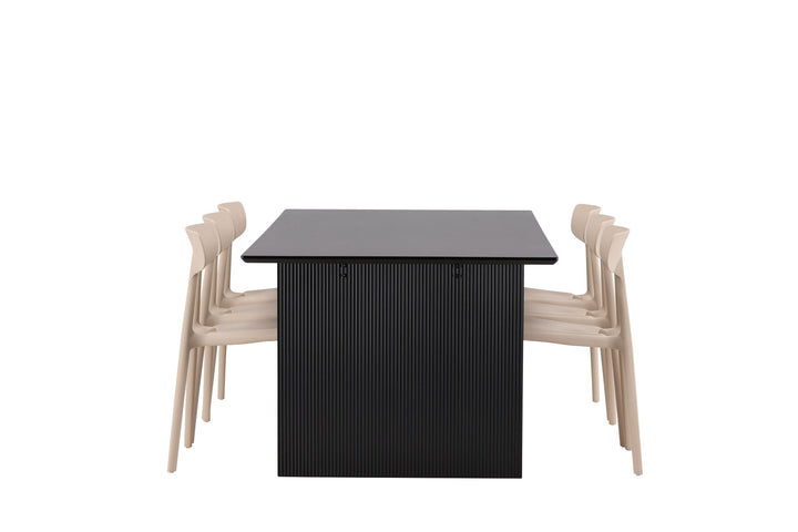 Venture Home Vail Dining Table - Black / Smoked Black MDF +Ursholmen Dining Chair - Nature/beige Polypropylene _6