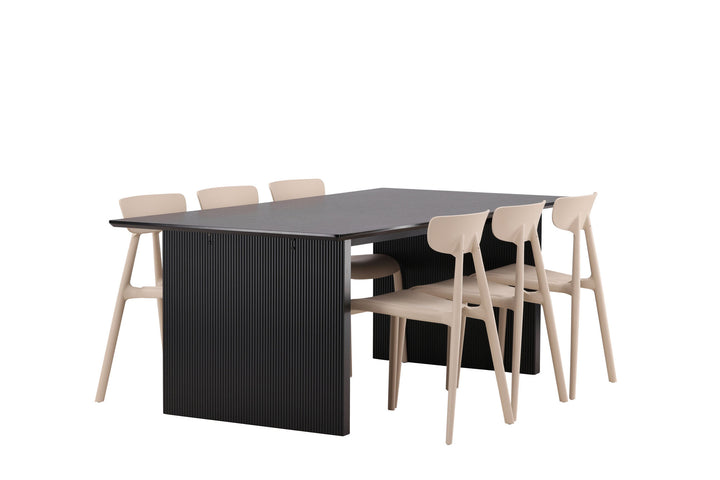 Venture Home Vail Dining Table - Black / Smoked Black MDF +Ursholmen Dining Chair - Nature/beige Polypropylene _6