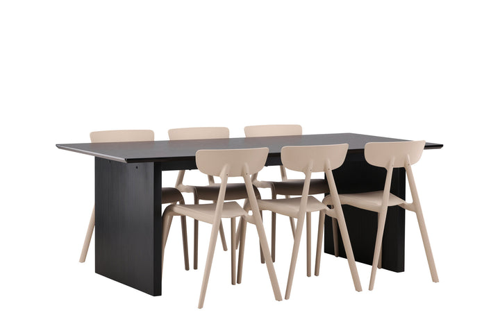 Venture Home Vail Dining Table - Black / Smoked Black MDF +Ursholmen Dining Chair - Nature/beige Polypropylene _6
