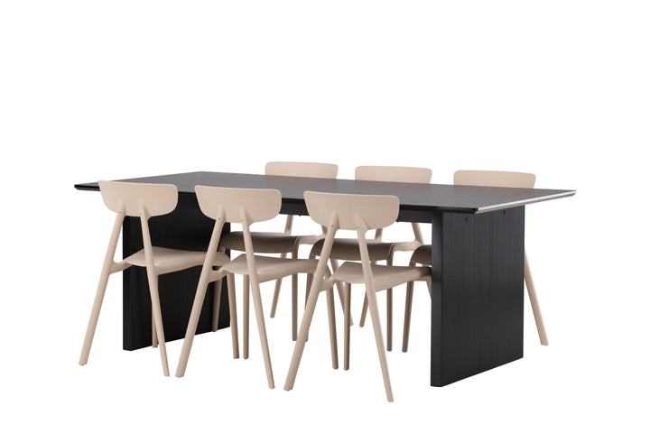 Venture Home Vail Dining Table - Black / Smoked Black MDF +Ursholmen Dining Chair - Nature/beige Polypropylene _6