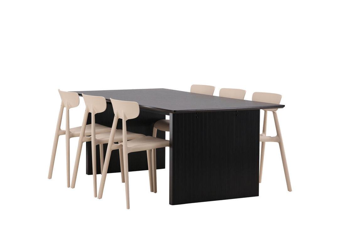 Venture Home Vail Dining Table - Black / Smoked Black MDF +Ursholmen Dining Chair - Nature/beige Polypropylene _6