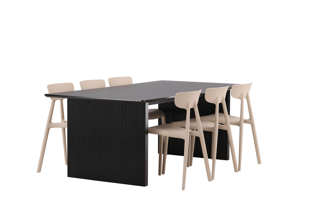 Venture Home Vail Dining Table - Black / Smoked Black MDF +Ursholmen Dining Chair - Nature/beige Polypropylene _6