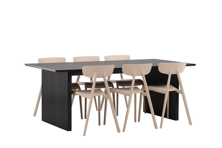 Venture Home Vail Dining Table - Black / Smoked Black MDF +Ursholmen Dining Chair - Nature/beige Polypropylene _6
