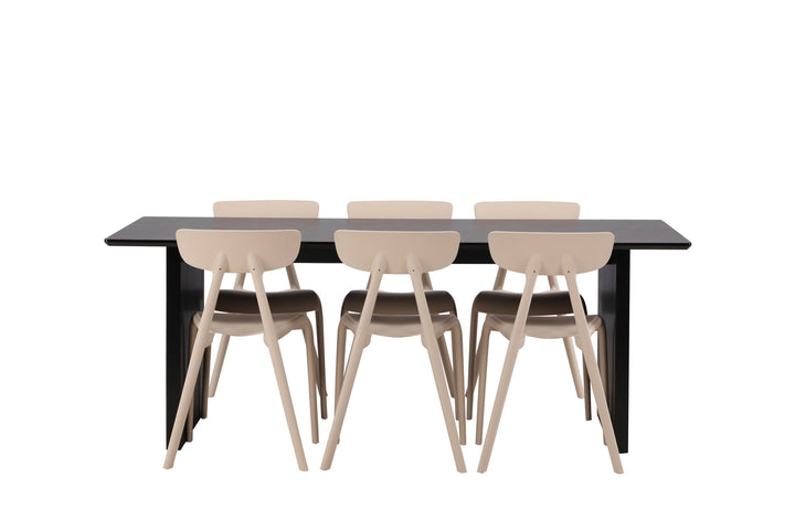 Venture Home Vail Dining Table - Black / Smoked Black MDF +Ursholmen Dining Chair - Nature/beige Polypropylene _6