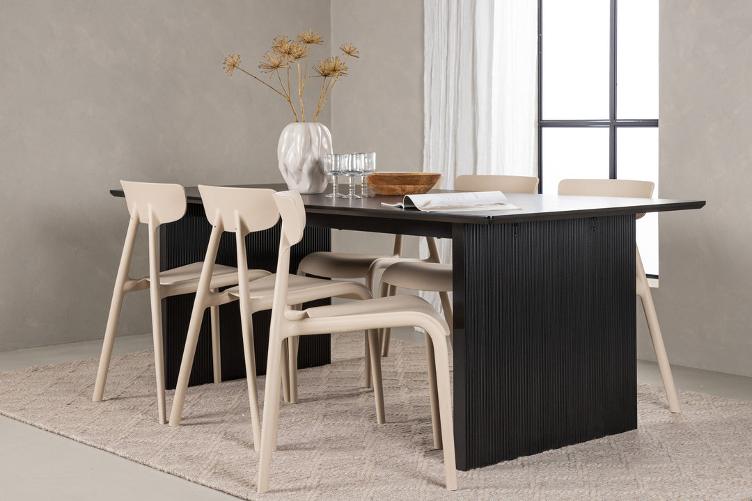 Venture Home Vail Dining Table - Black / Smoked Black MDF +Ursholmen Dining Chair - Nature/beige Polypropylene _6