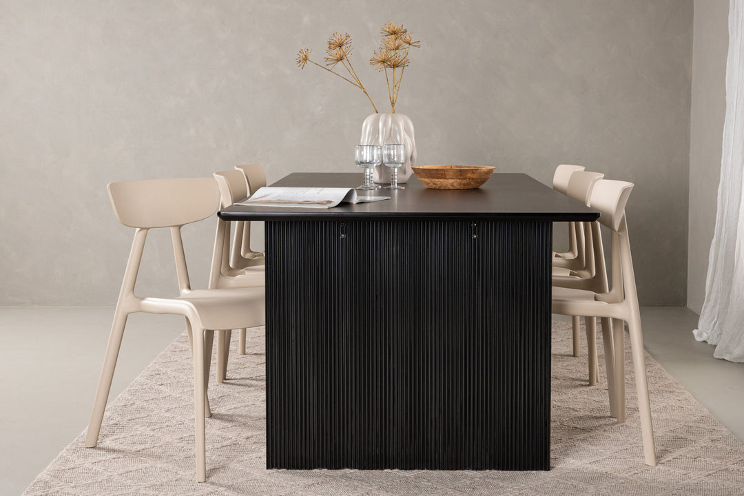 Venture Home Vail Dining Table - Black / Smoked Black MDF +Ursholmen Dining Chair - Nature/beige Polypropylene _6