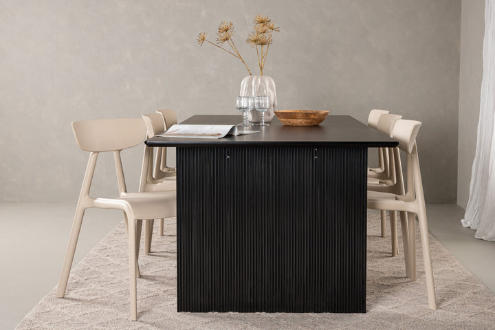 Venture Home Vail Dining Table - Black / Smoked Black MDF +Ursholmen Dining Chair - Nature/beige Polypropylene _6